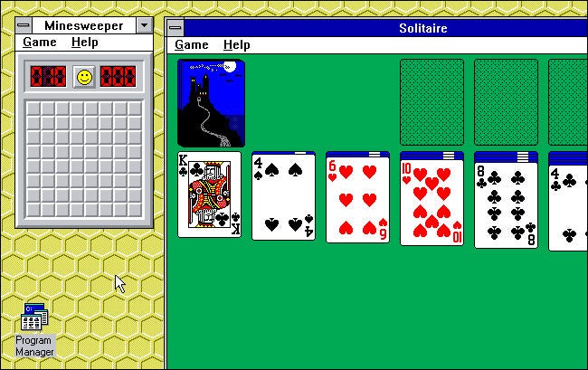 Buscaminas y Solitario en Windows 3.1