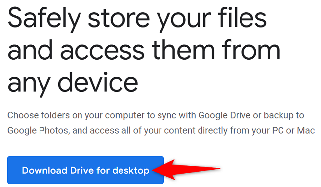 Seleccione "Descargar Drive para escritorio".