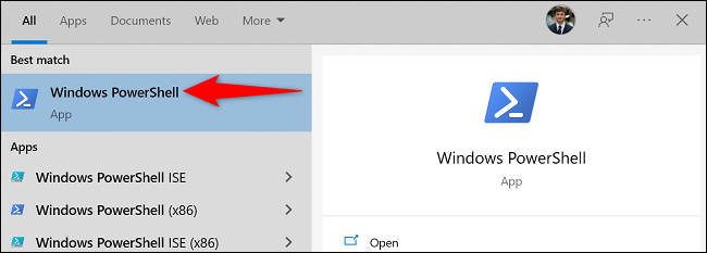 Seleccione "Windows PowerShell".