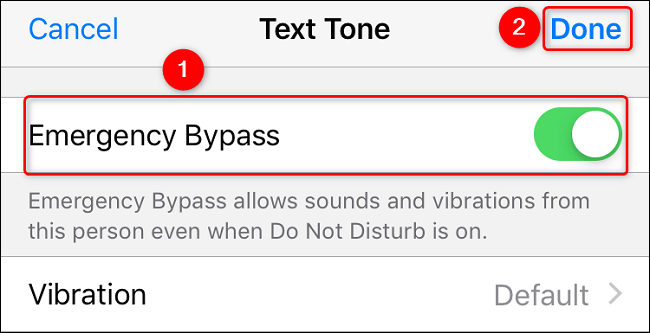 Activa "Emergency Bypass" y toca "Listo".