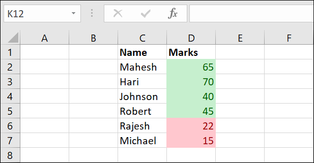 Datos ordenados por color en Excel.