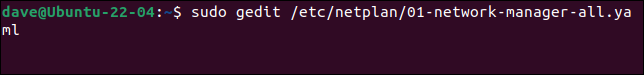 editando el archivo de configuración del administrador de red en Ubuntu