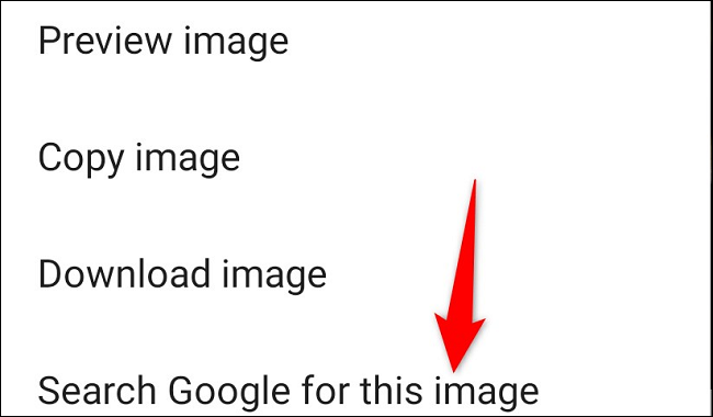 La opción "Buscar esta imagen en Google" en Chrome para Android.