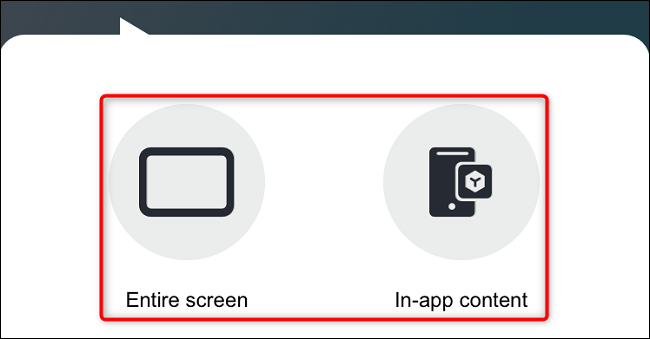 Seleccione "Toda la pantalla" o "Contenido en la aplicación".