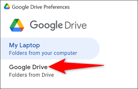 Seleccione "Google Drive" a la izquierda.