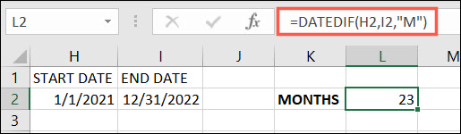 Función DATEIF para meses