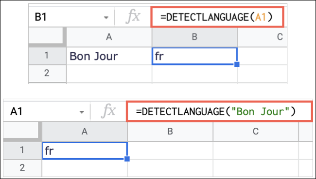 DETECTLANGUAGE en Hojas de cálculo de Google