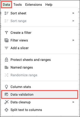 Validación de datos en el menú Datos