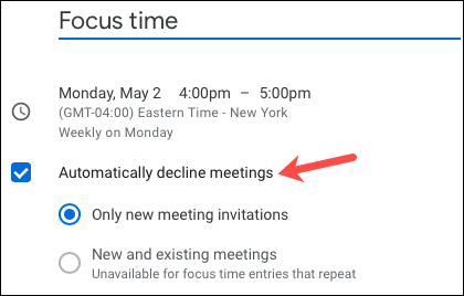 Rechazar reuniones automáticamente