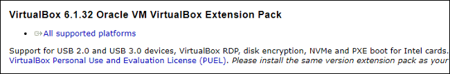 Descargar el paquete de extensión de VirtualBox