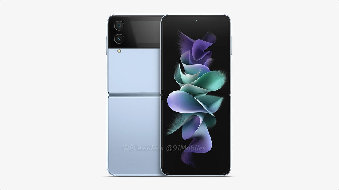 Render de la parte delantera y trasera del Galaxy Z Flip 4