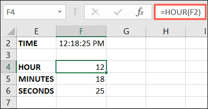 Función HORA en Excel