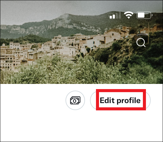 Página de perfil abierta con "Editar perfil" resaltado.