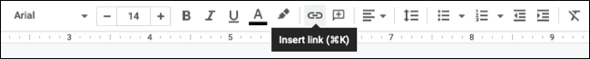 Botón Insertar enlace en la barra de herramientas