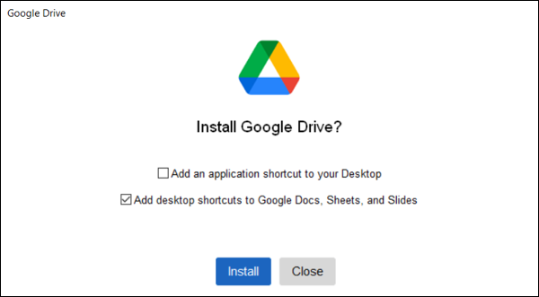 Instale el aviso de Google Drive