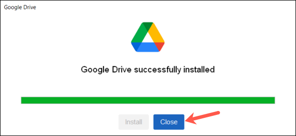 Aviso de instalación de escritorio de Google Drive