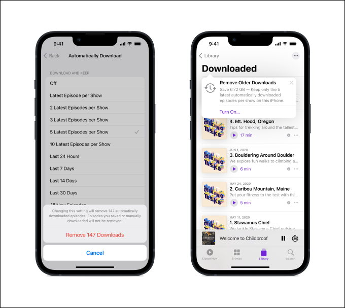 Administrar descargas en Apple Podcasts