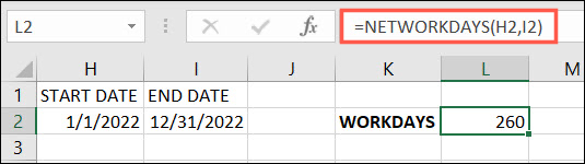 Función DÍAS LABORALES en Excel