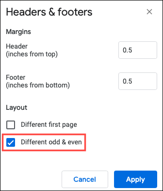 Configuración para diferentes pares e impares