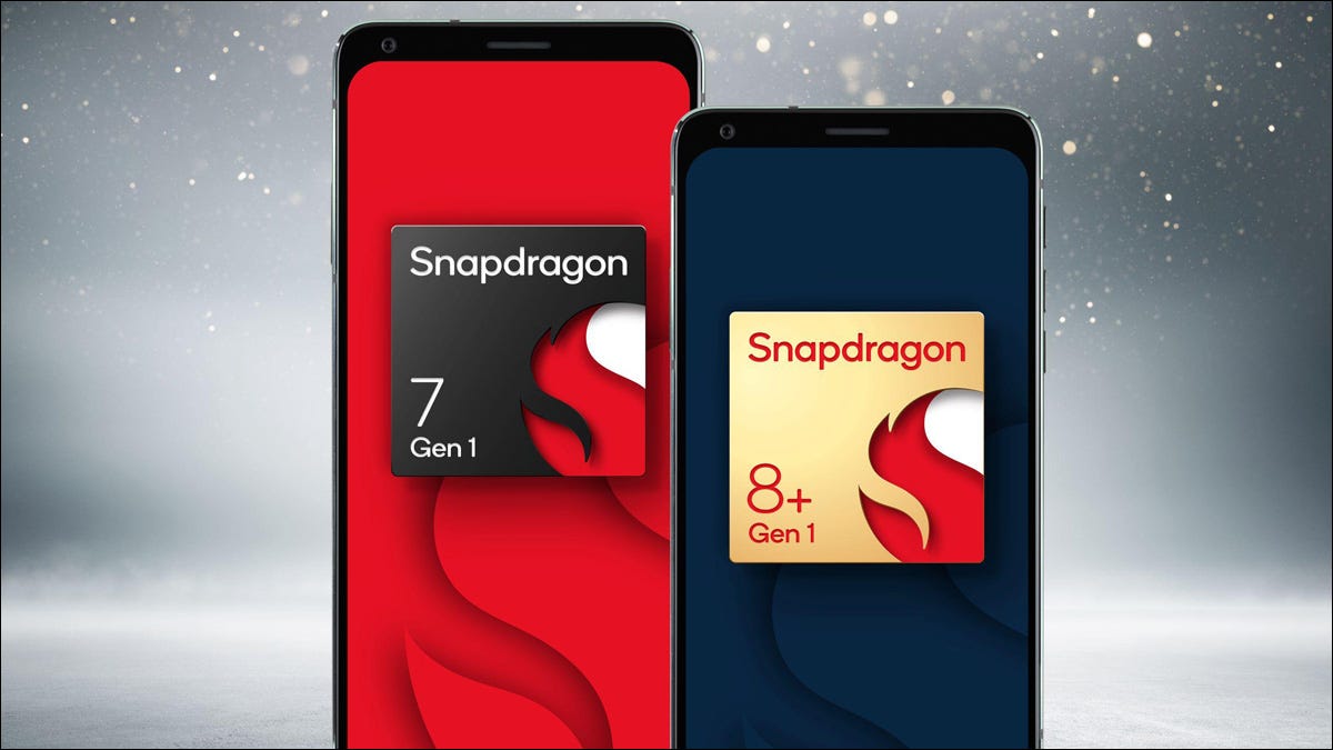 Imagen renderizada de dos teléfonos con los nuevos chips Snapdragon