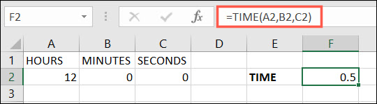 Función HORA en Excel