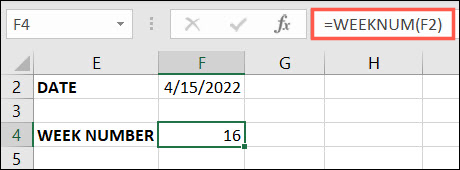 Función NÚMERO DE SEMANA en Excel