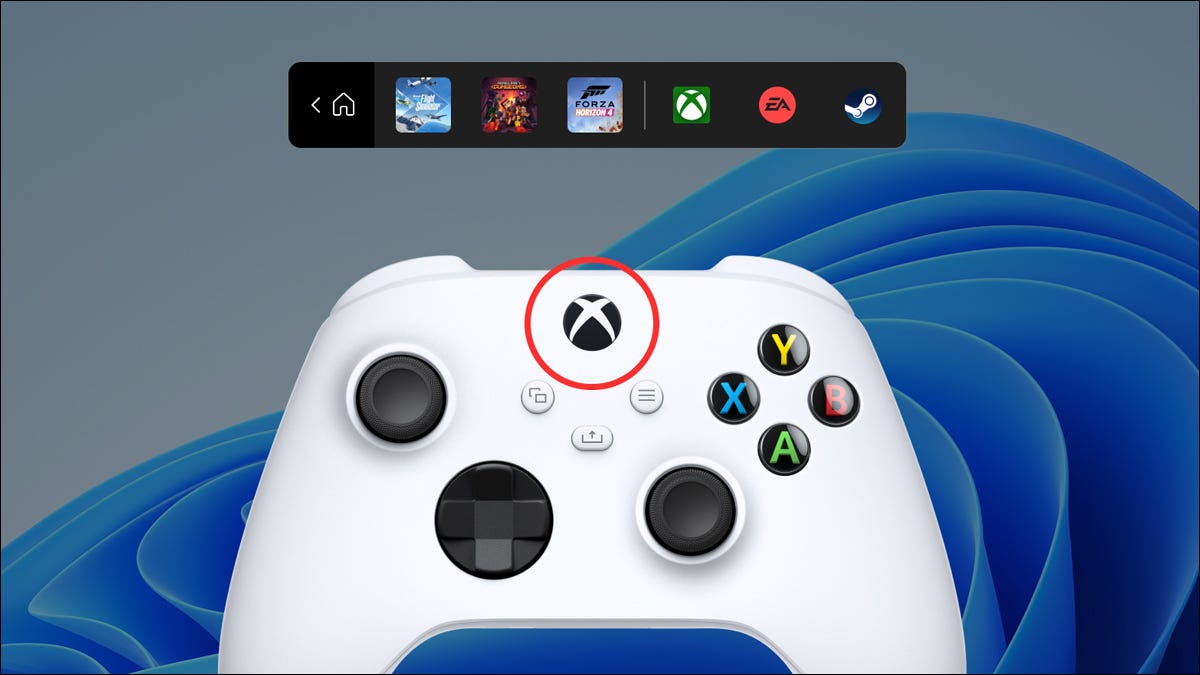 Barra de controlador de Xbox con un controlador de Xbox