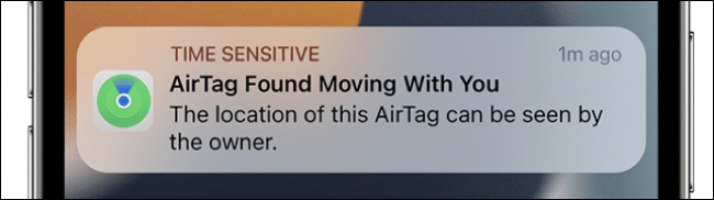 Notificación "AirTag encontrado moviéndose contigo"