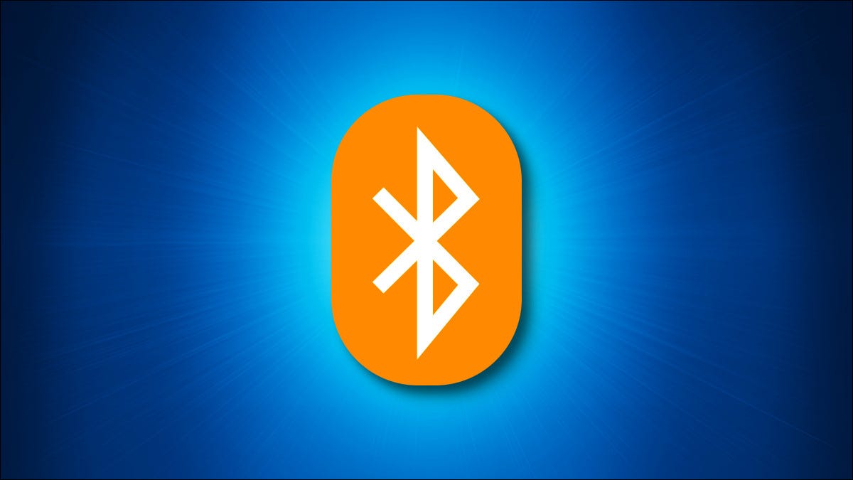 Un logotipo naranja de Bluetooth sobre un fondo azul.