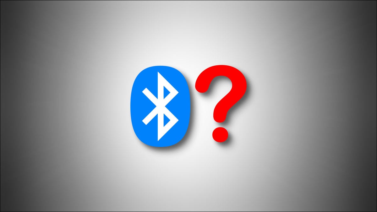 Un logotipo de Bluetooth con un signo de interrogación al lado.