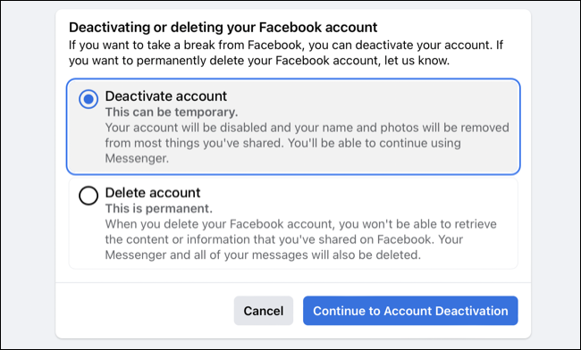 Desactiva tu cuenta de Facebook