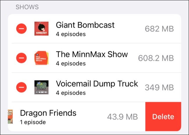 Eliminar datos de la aplicación Podcasts en la configuración de iOS
