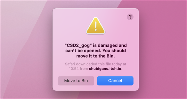 El archivo está dañado Error en macOS