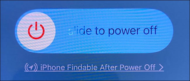 El mensaje "iPhone Findable After Power Off" en el iPhone