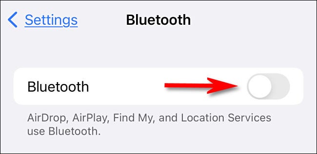 En Configuración, mueva el interruptor "Bluetooth" a "Desactivado".