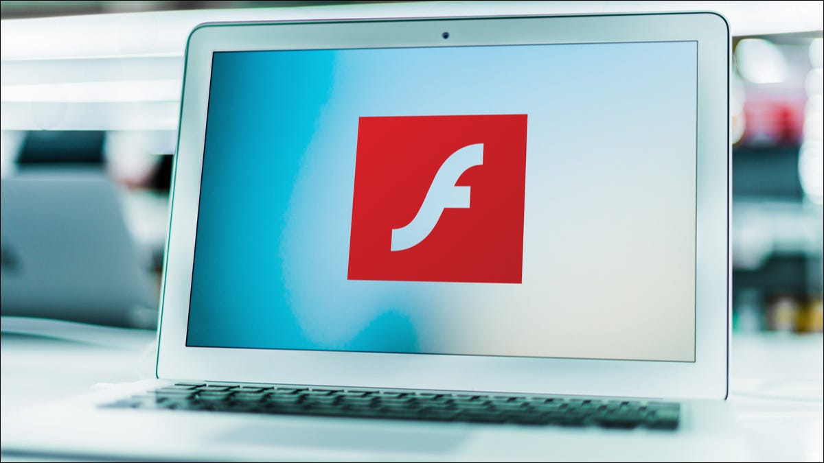 Logotipo de Adobe Flash en una computadora