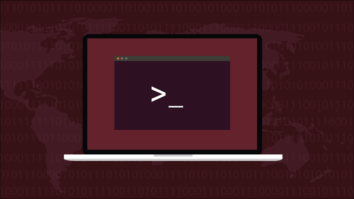 Terminal Linux sobre un fondo rojo.