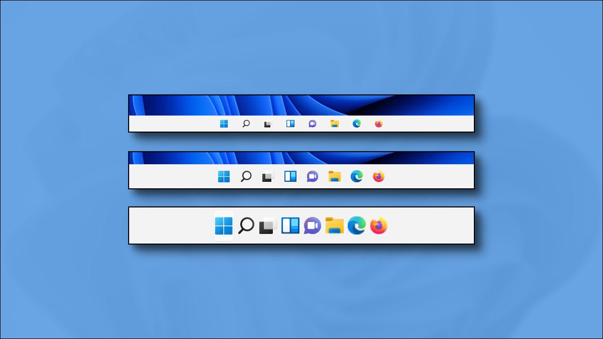 Tres tamaños de barra de tareas de Windows 11