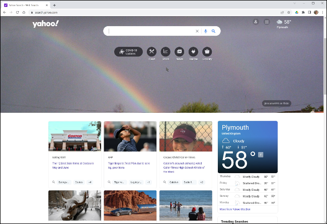 La página de inicio de Yahoo